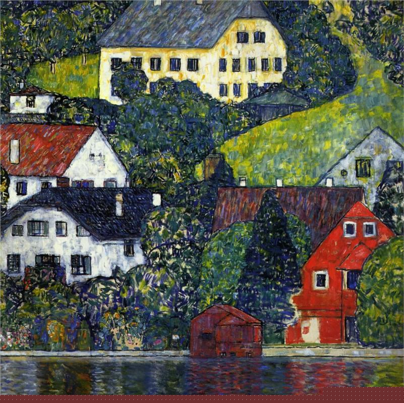 Houses at Unterach on the Attersee - Gustav Klimt Paintings